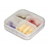 Clear Mini 4 Slots Plastic Travel Pills/Vitamins Box Multi-Purpose Organizer
