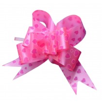 [Pink] 60PCS Heart Pattern Party Decoration Pull String Bows/ Ribbons