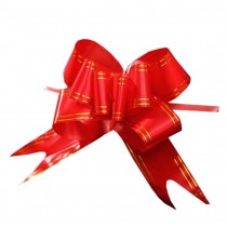60PCS, Floral Decoration Pull String Ribbons, [Red] Pull Flower Ribbons