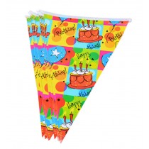 Set of 2 Party Banners Triangular Flags Party Decor Big Cake