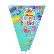 Set of 2 Party Banners Triangular Flags Birthday Party Decor Cake Green