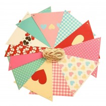 Set of 2 Cute Party Banners Pennant Banner Party Supplies Hearts