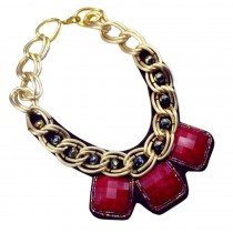 [Red] Stylish Costume Necklace Sweater Necklace Collar Jewelry