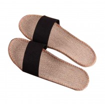 Women's Cozy Fabric On House Slippers Braid Linen Indoor House Slippers[Black]