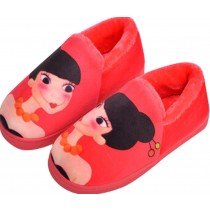 Cartoon Home Interior Cotton Slippers US8-8.5 Red