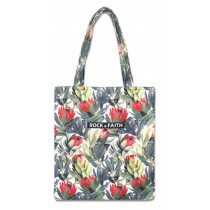 Women's Print Canvas Bag Tote  Beach Shopper Bag Shoulder Bag Red Flower