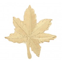 12PCS Embroidered Fabric Patches Sticker Iron Sew On Applique [Leaf Gold]