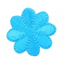 12PCS Embroidered Fabric Patches Sticker Iron Sew On Applique [Flower Blue A]
