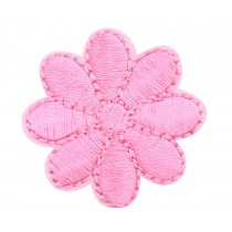 12PCS Embroidered Fabric Patches Sticker Iron Sew On Applique [Flower Pink]