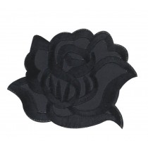 9PCS Embroidered Fabric Patches Sticker Iron Sew On Applique [Rose Black]