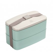 Fashionable 2 Layers Bento Lunch Box Food Container Blue