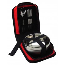 Camping Cooking Outdoor Travel Bag Tableware Stainless Red
