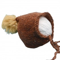 Newborn Baby Photography Props Knitted Handmade Hat With Wool Ball [Brown]