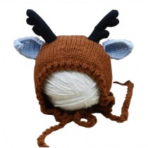 Newborn Baby Photography Props Knitted Handmade Hat Deer [Brown]