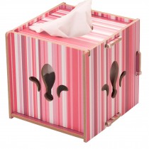 Creative Wooden Assembled Pierced Box Roll Paper Tissue Paper Holder, Red Stripe