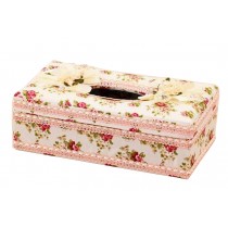 Pastoral Fabrics Floral Rectangular Boutique Tissue Box Holder, Pink 25x14x8.5cm