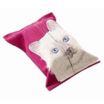Convenient Cloth Toilet Paper Tissue Holder Storage Box Cat White