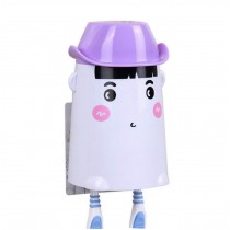 Creative Cartoon Wash Gargle Suit Cute Brushing Cup with ToothbrushHolder Purple