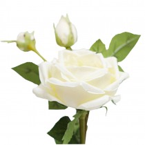 High Quality Fake Artificial Flower Living Room Decor A Rose Two Buds White