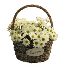 Artificial Flowers Hanging Basket Floral Basket Fake Flowers Daisy White