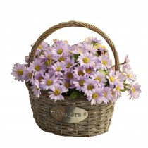 Artificial Flowers Hanging Basket Floral Basket Fake Flowers Daisy Purple