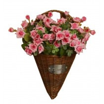 Artificial Flowers Hanging Basket Fake Flowers with Basket Rose