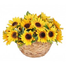 Artificial Flowers Hanging Basket Silk Flowers with Basket Sunflower
