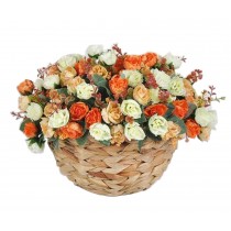 Artificial Flowers Hanging Basket Silk Flowers with Basket Rose Orange