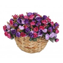 Artificial Flowers Hanging Basket Silk Flowers with Basket Rose Purple
