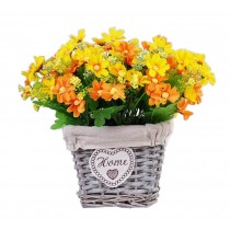Beautiful Artificial Flowers Basket Silk Flowers with Basket Fake Flowers Orange
