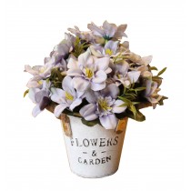 Beautiful Artificial Flowers Silk Flowers Fake Flowers with Basket Purple