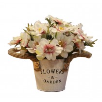 Beautiful Artificial Flowers Silk Flowers Fake Flowers with Basket White
