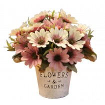 Beautiful Artificial Flowers Silk Flowers Fake Flowers with Basket Cosmos Pink