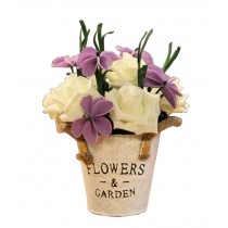 Pretty Artificial Flowers Silk Flowers Fake Flowers with Basket Butterfly Purple