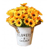Pretty Artificial Flowers Silk Flowers Fake Flowers with Basket Sunflower