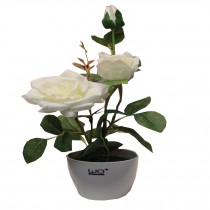 Beautiful Indoor Artificial Rose No Watering House Artificial Decor Gift White