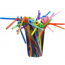 Set Of 100 Creative Art Straw Color Plastic Straws Tea Art Straw