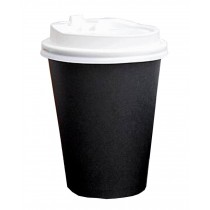Set of 50 Disposable Coffee Cups Paper Cups With Lids Hot Drink Cups Black