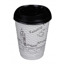 [Relaxing] Set of 50 Disposable Coffee Cups Paper Cups With Lids Hot Drink Cup