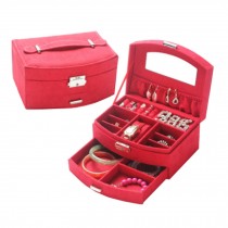 Sweet Elegant Jewelry Box Portable Ornaments Storage Case, Red