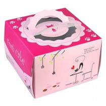Set Of 2 Portable Cake Box Snack Box Lovely Package Box Paper Packaging Pink
