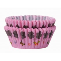 Heat-Resistant Baking Cups Round Cupcake Cups Pink Muffin Cups, 100Pcs