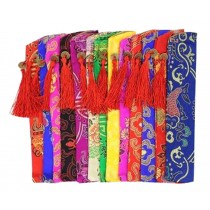 Set Of 5 Silk Fan Cover Chinese Style Fan Bag Business Gifts Random Color