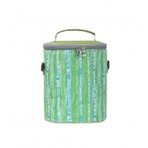 Round Waterproof Insulation Bags Green Striped Lunch Bags