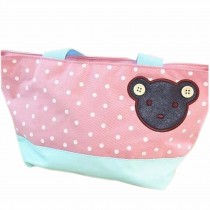 Fashionable High Capacity Lunch Picnic Box/Bento Zipper Bags Bear Pink