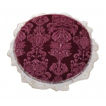 [Red] Lace Round Stool Cover Stool Cushion Bar Stool Mat Seat Pad