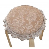 [Beige] Lace Round Stool Cover Stool Cushion Bar Stool Mat Seat Pad