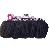 TUTU Tableware Tulle Table Skirt Tulle Table Cover for Party [Black]