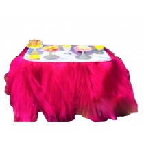 TUTU Tableware Tulle Table Skirt Tulle Table Cover for Party [Rose Red]