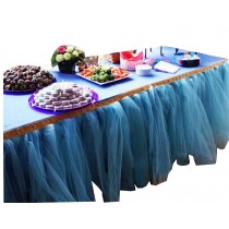 TUTU Tableware Tulle Table Skirt Tulle Table Cover for Party [Deep Blue]